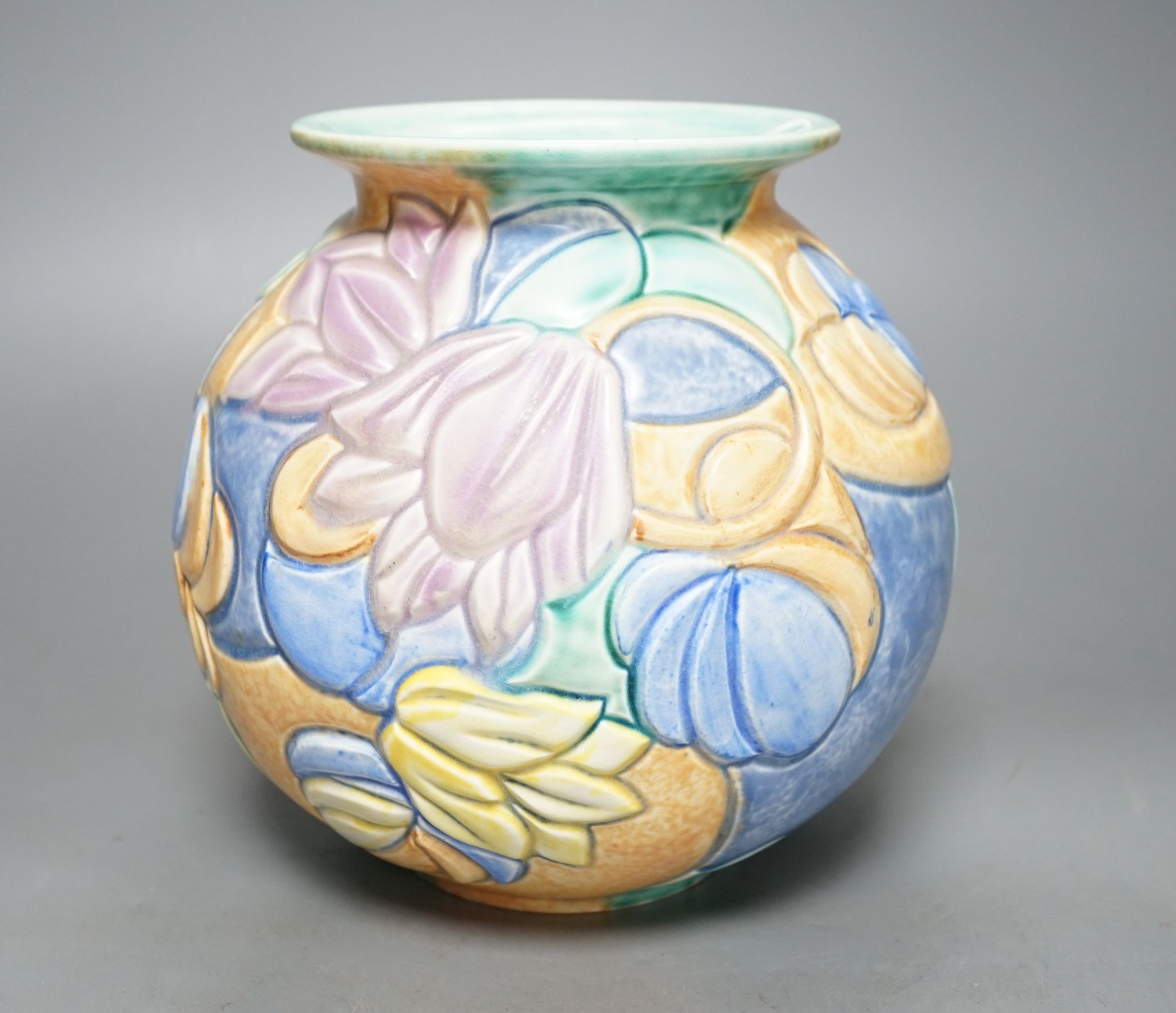 An Art Deco Beswick ware vase, 18.5 cms high.
